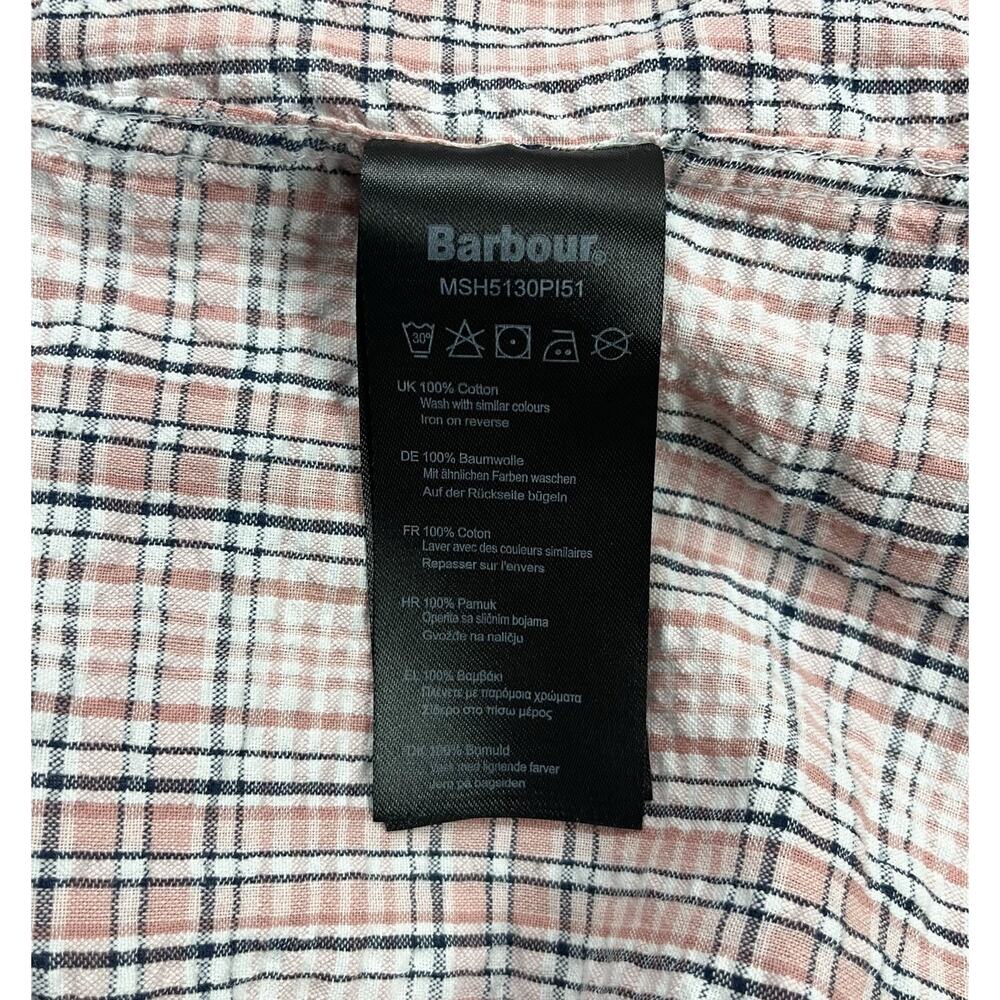 Barbour Deanhill Short Sleeve Button Up Regular Shirt Pink Plaid Size Medium - Picture 6 of 6